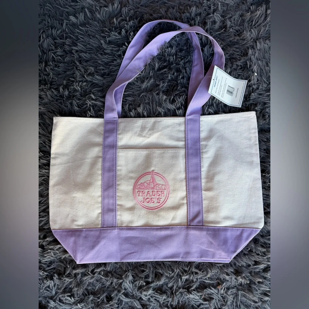 Lavender Trader Joe's Tote Canvas Bag